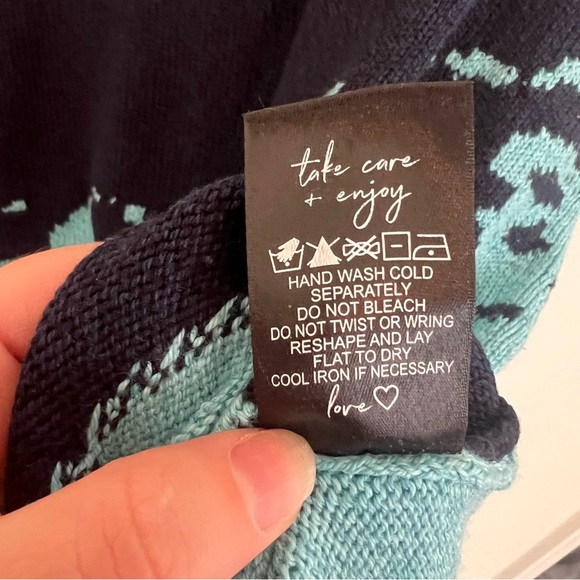 NIC+ZOE Blue and Orange Crew Neck Sweater with Artistic Design - Picture 7 of 12